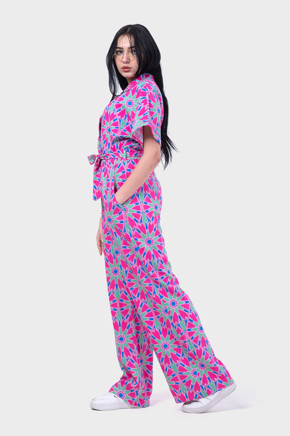 Miss Venus Summery Floral Jumpsuit with Side Pockets