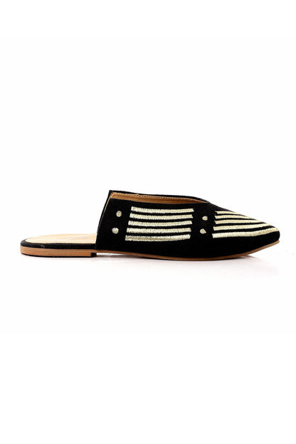 Pointed Toecap Flat Mule Shoes