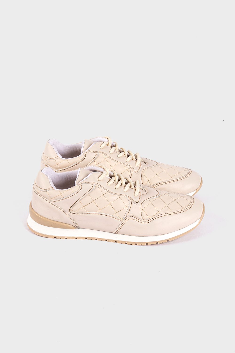 Okoye Beige Sided Stitch Sneakers