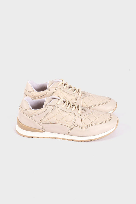 Okoye Beige Sided Stitch Sneakers