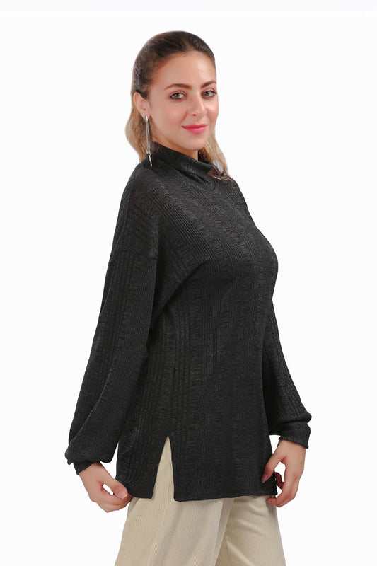 Smoky Knitted High Collar Pullover