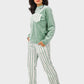 Shechick Top & Striped Pants Velvet Pajama Set