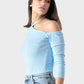 Okoye Baby Blue Cold Shoulder Halter Neck Top