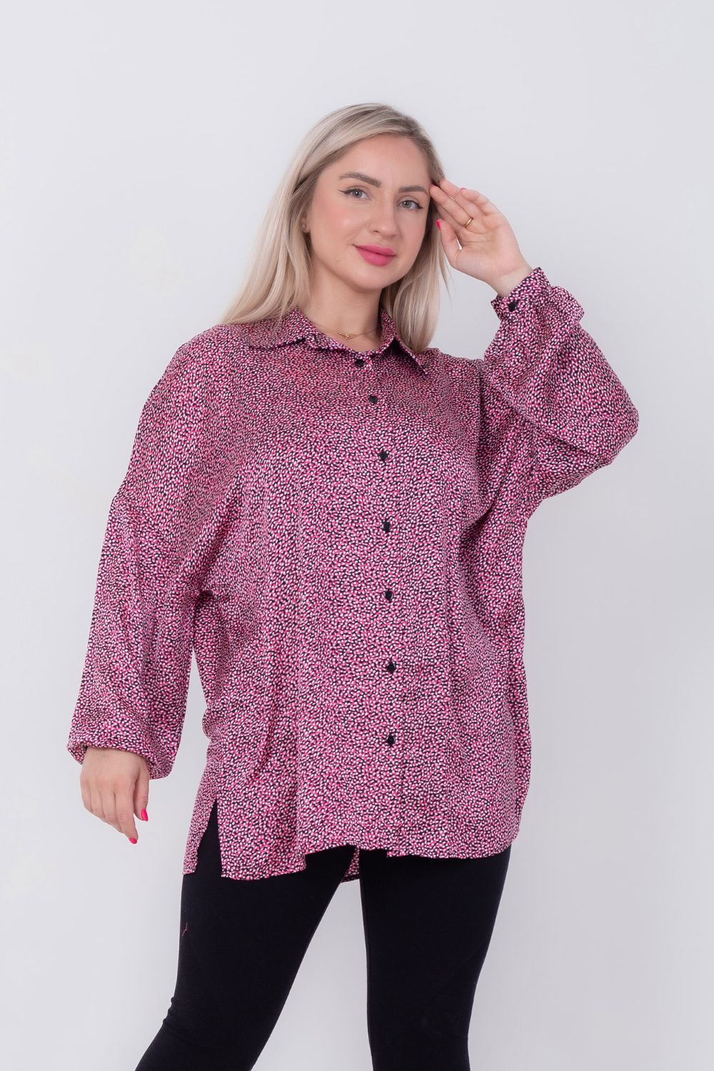 Miss Venus Patterned Satin Chiffon Printed Blouse