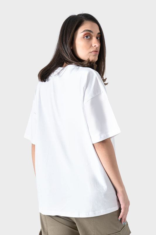 Okoye White Crew Neck Oversized T-Shirt