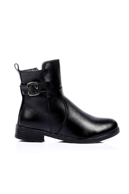 Stylish Zip-up Leather Half Boots