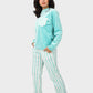 Shechick Top & Striped Pants Velvet Pajama Set