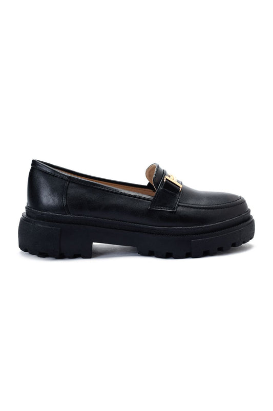 XO Style Chunky Heel Loafer Shoes