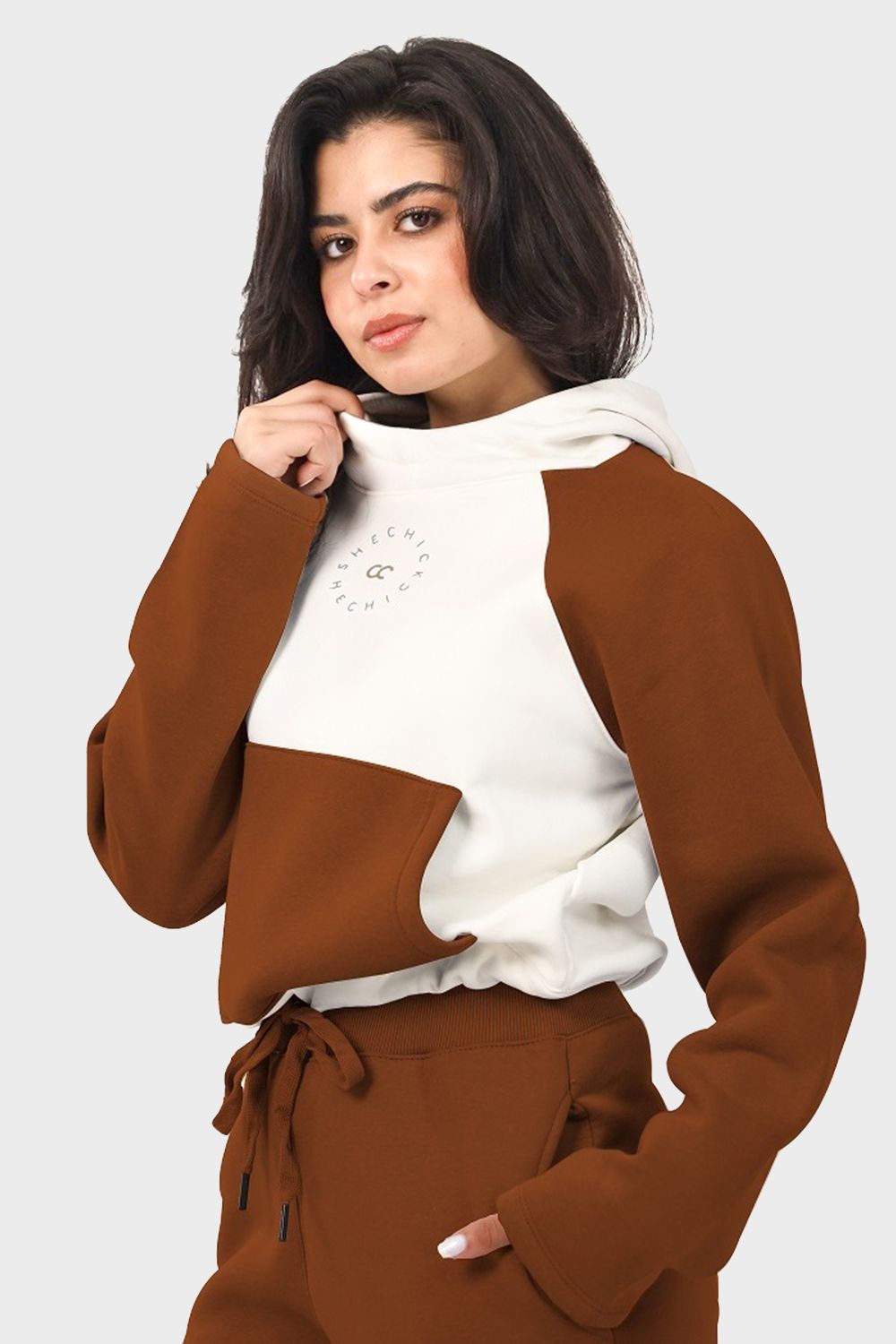 Shechick Drawstring Cropped Hoodie