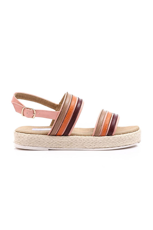 XO Style Comfy Striped Leather Sandal