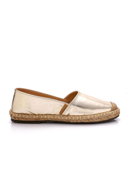 Metallic Espadrille with Straw Frame