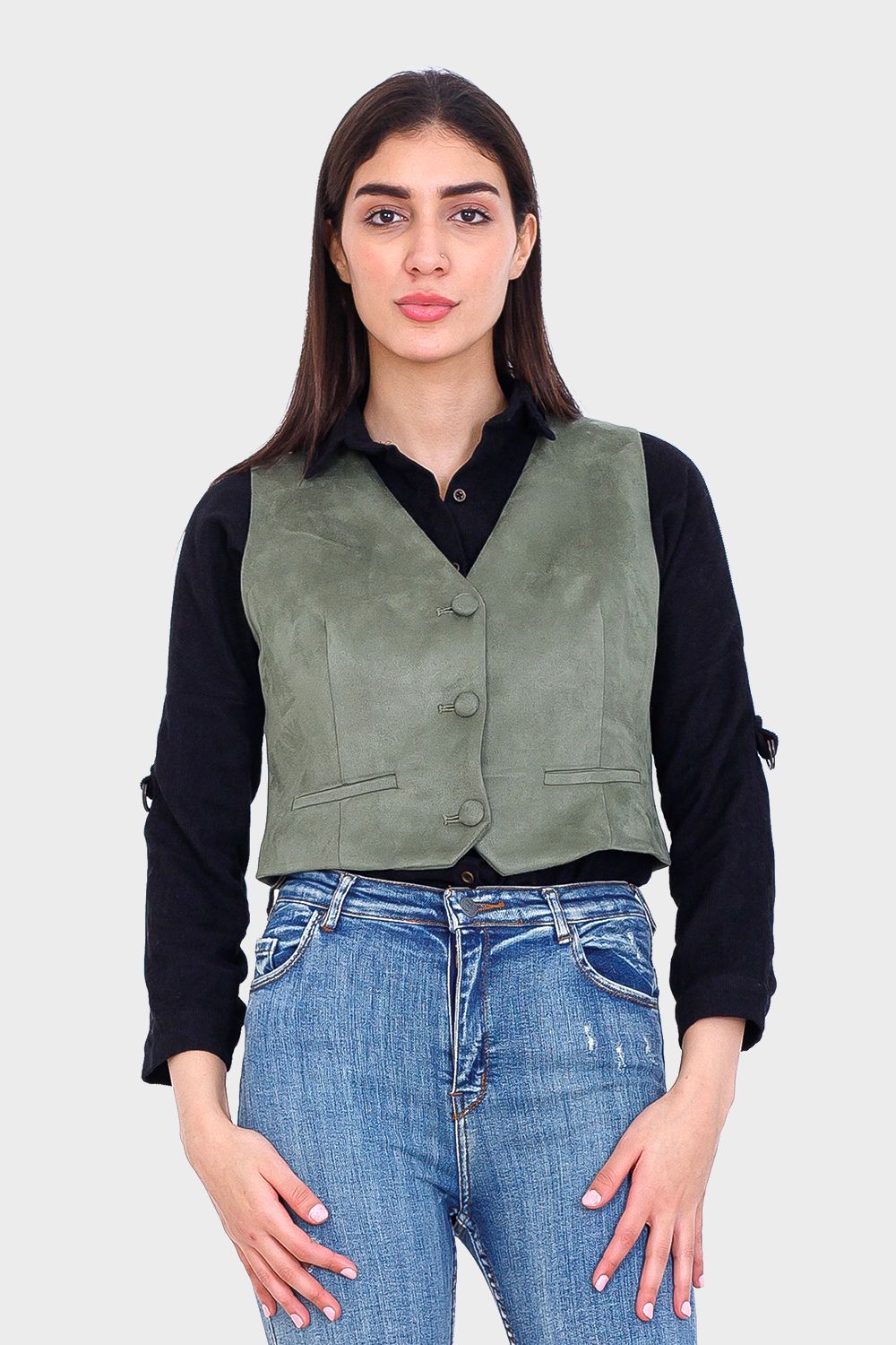 Miss Venus Solid Buttoned Vest