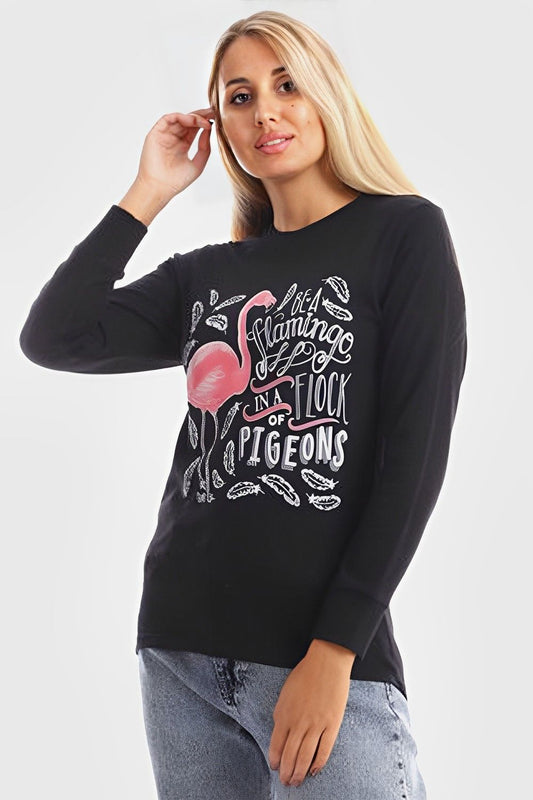 Izor Printed Flamingo Long Sleeve Hoodie