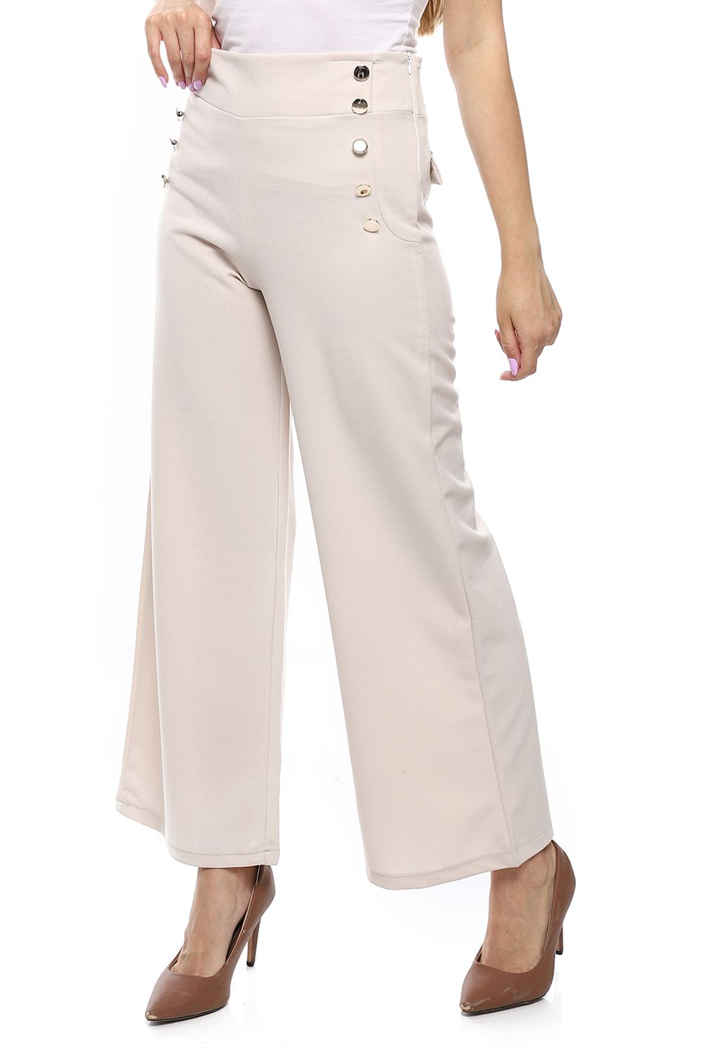 Mr.Joe Back Flap Pockets Wide Leg Pants