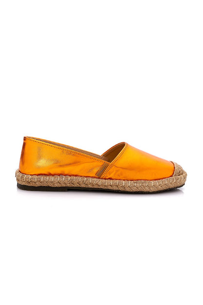 Metallic Espadrille with Straw Frame