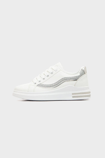 Leather Sneakers with Glitter Side