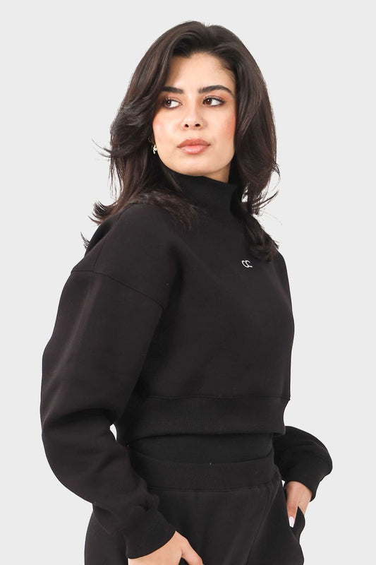 Shechick High Neck Crop Sweatshirt