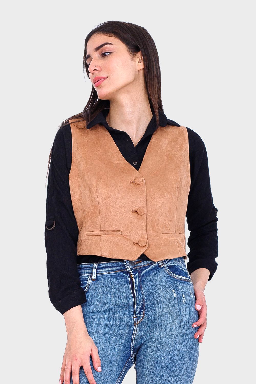 Miss Venus Solid Buttoned Vest