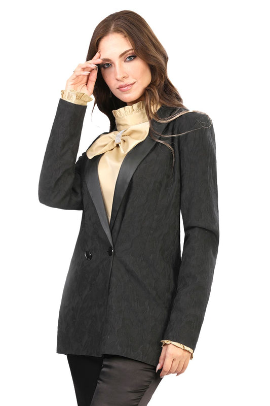 Smoky Fashionable Satin Collar Blazer