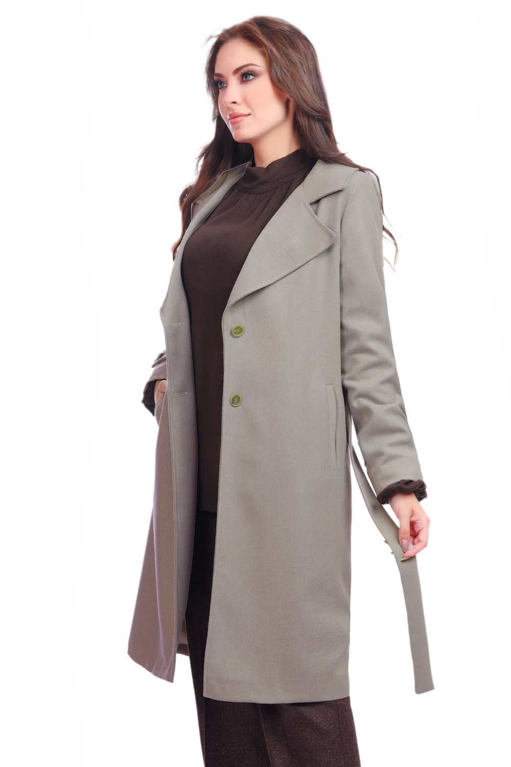 Smoky Elegant Classic Belted Coat