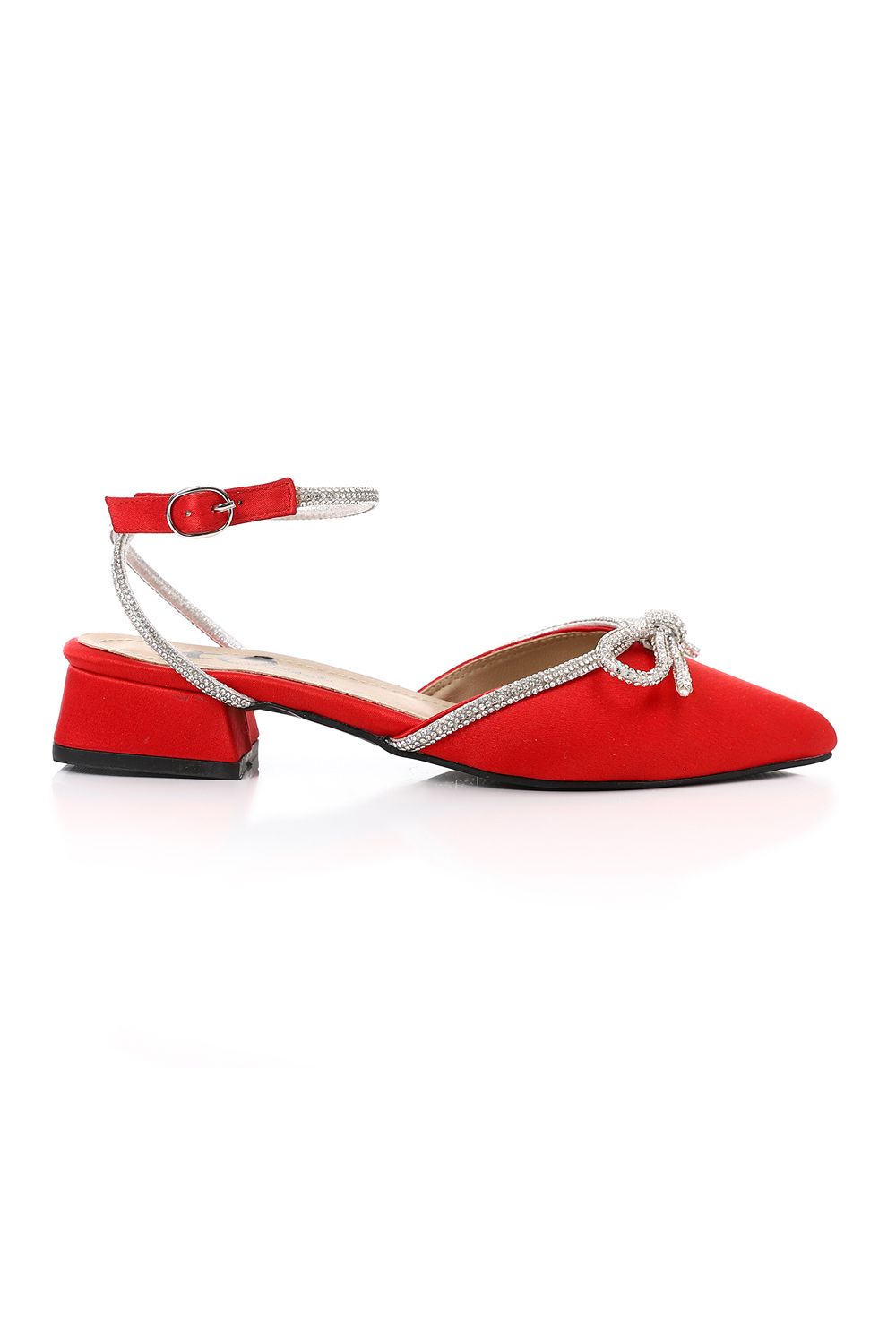 XO Style Strassed Strap Slingback Heeled Shoes