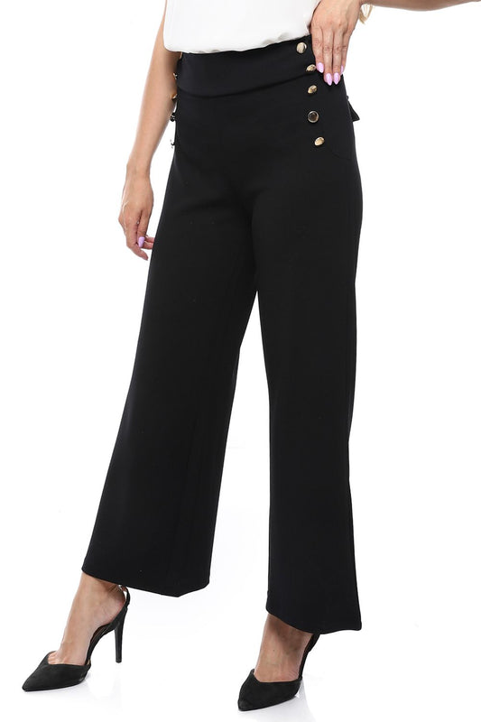 Mr.Joe Back Flap Pockets Wide Leg Pants