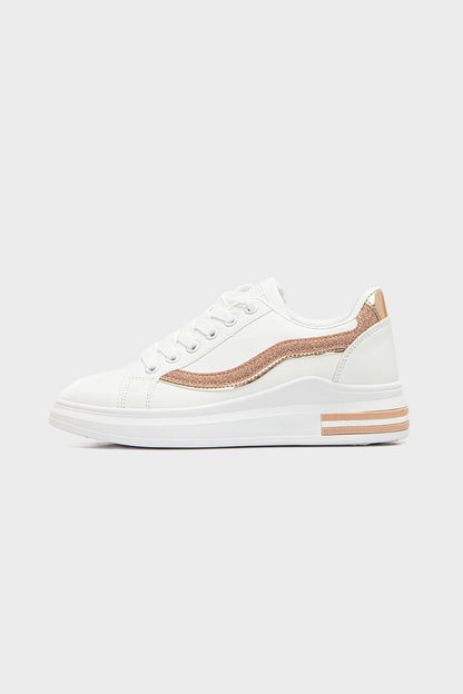 Leather Sneakers with Glitter Side