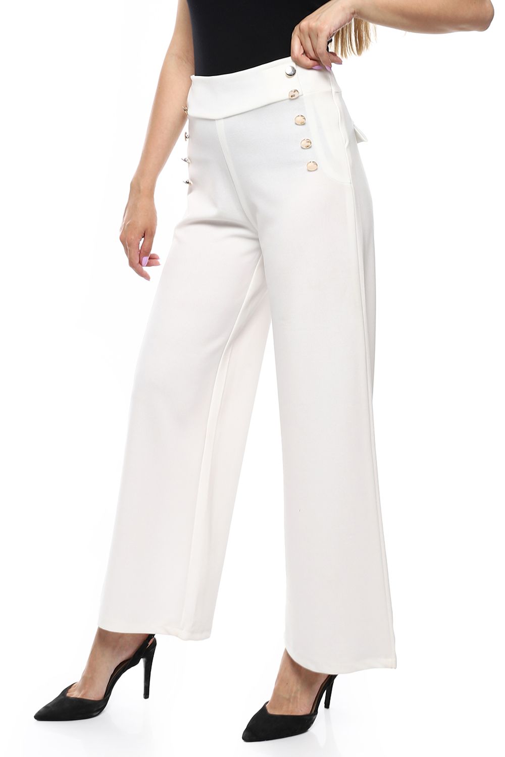 Mr.Joe Back Flap Pockets Wide Leg Pants