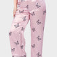 Shechick 3 Pieces Butterfly Printed Satin Pajama Set