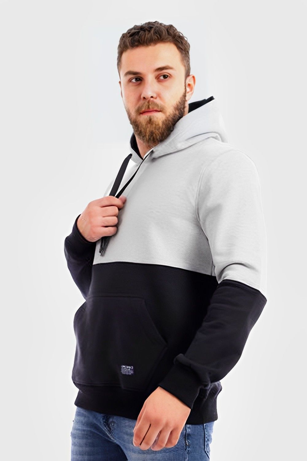 Izor Bi Tone Hoodie With Drawstring