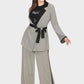 Smoky Casual Set of Jacket with Tie-Belt and Pants