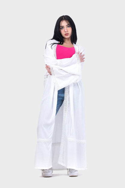 Long Kimono with Lace Detailing