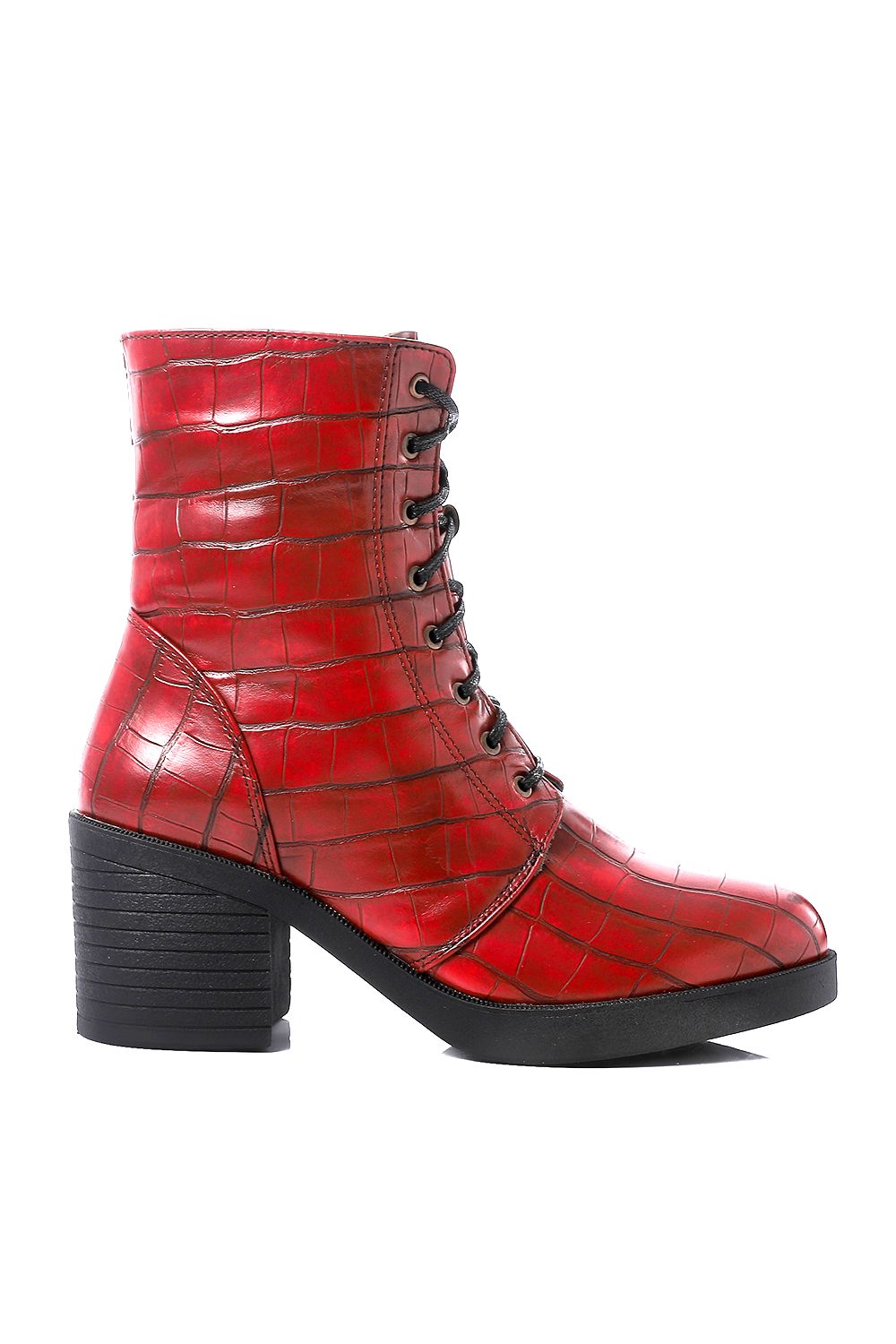 XO Style Embossed Leather Half Boot