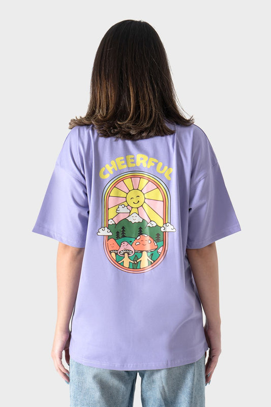 Okoye Lavender Printed Oversized T-Shirt