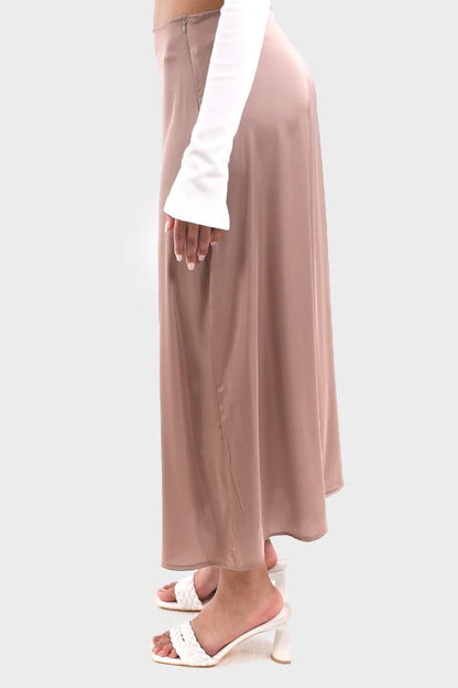Rosy Brown Maxi Plain Skirt