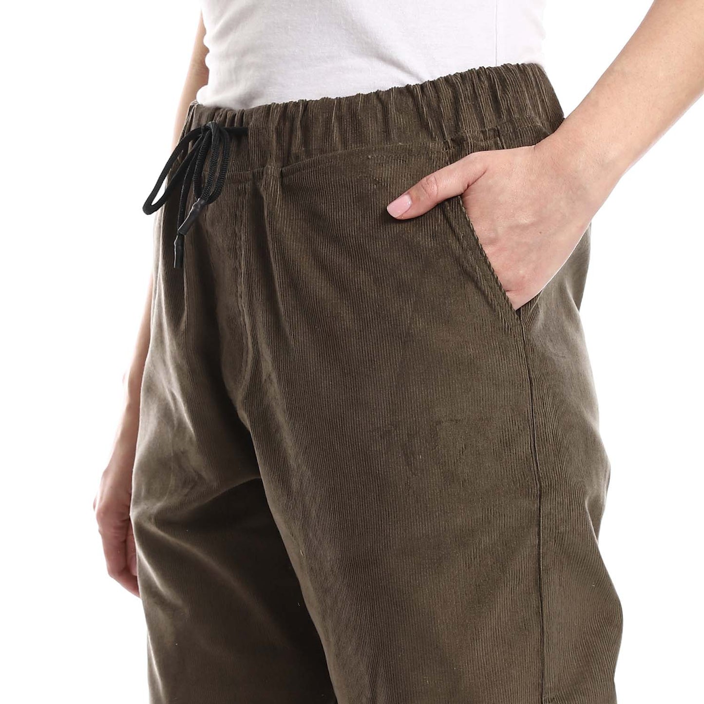 Velvet Pants with Elastic Hem - بنطلون قطيفة بأساور مرنة