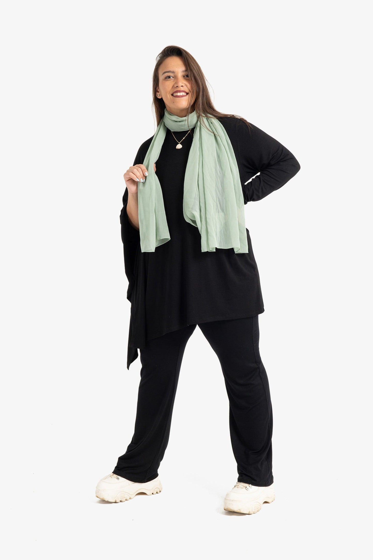 Light Mint Chiffon Plain Scarf