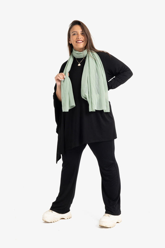 Light Mint Chiffon Plain Scarf