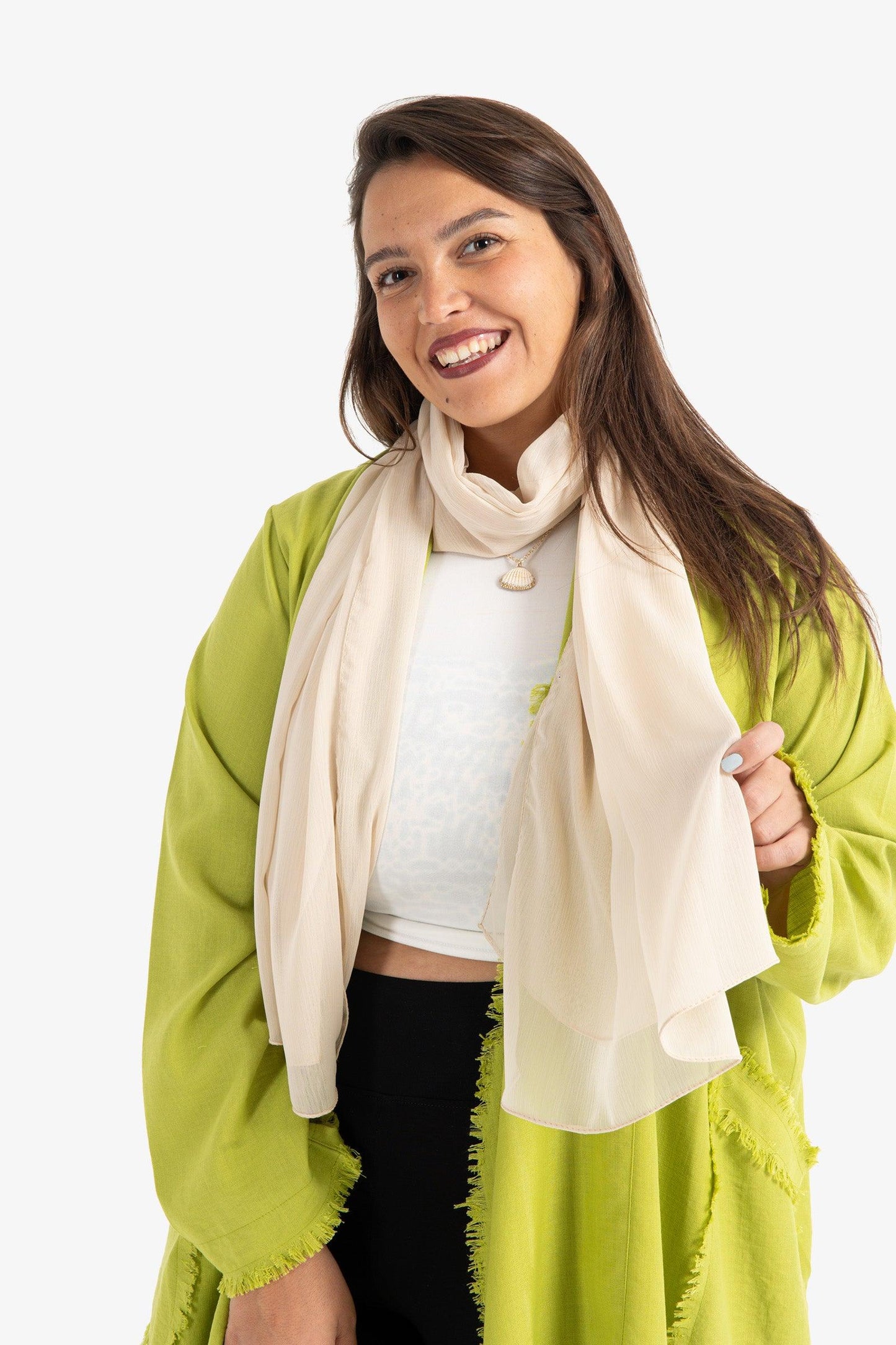 Light Beige Chiffon Plain Scarf