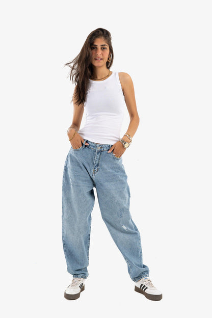 White Narrow Cut Ribbed Top