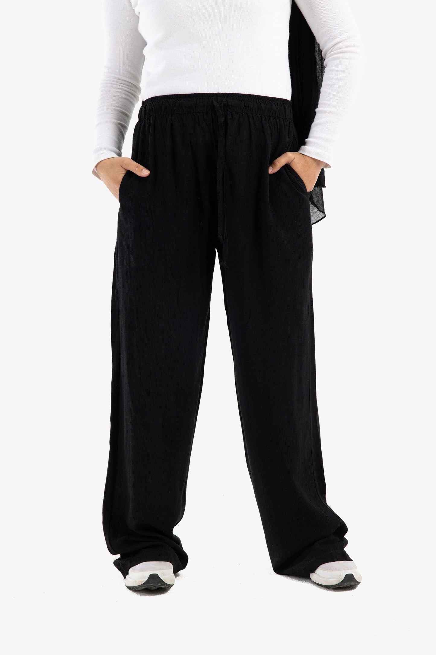 High Waist Voile Pants with Pockets