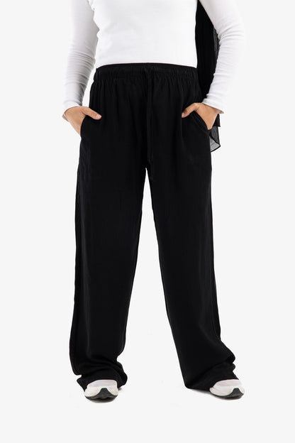 High Waist Voile Pants with Pockets