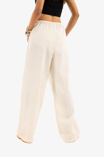 Beige Linen Pants with Side Pockets