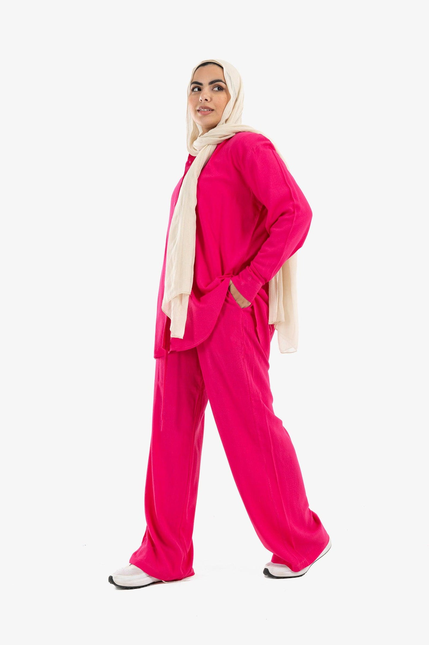 High Waist Voile Pants with Pockets