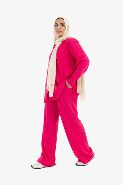 High Waist Voile Pants with Pockets