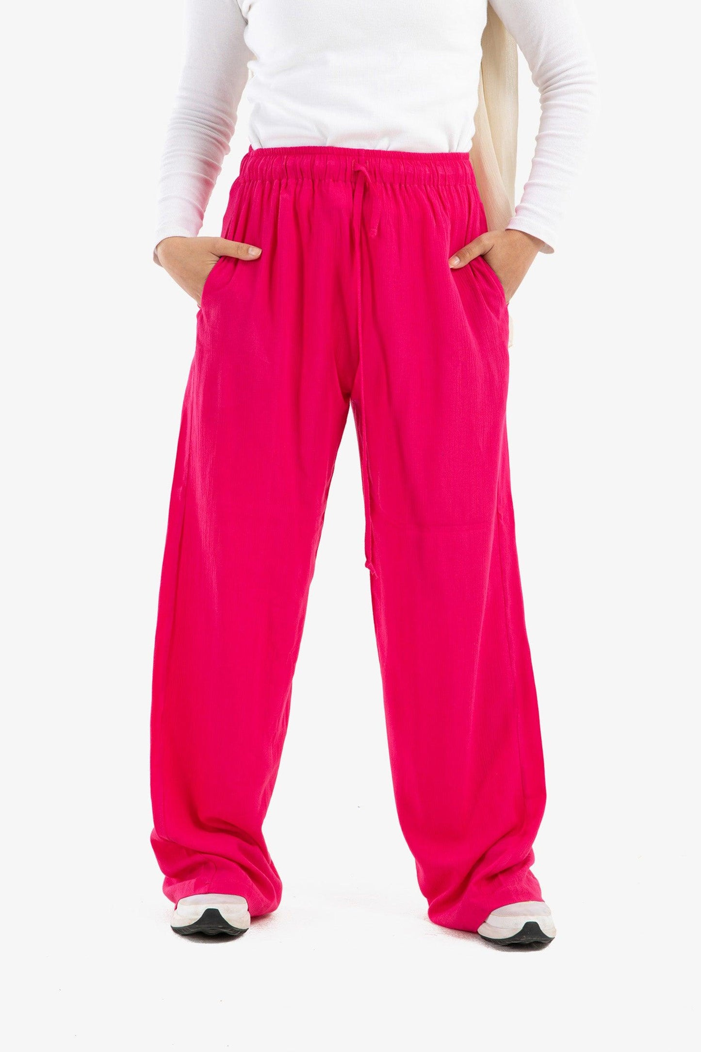 High Waist Voile Pants with Pockets