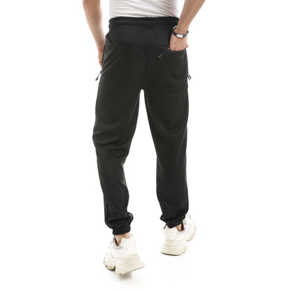 Soft Pants With Zipper Pocket And Elastic Cuffs