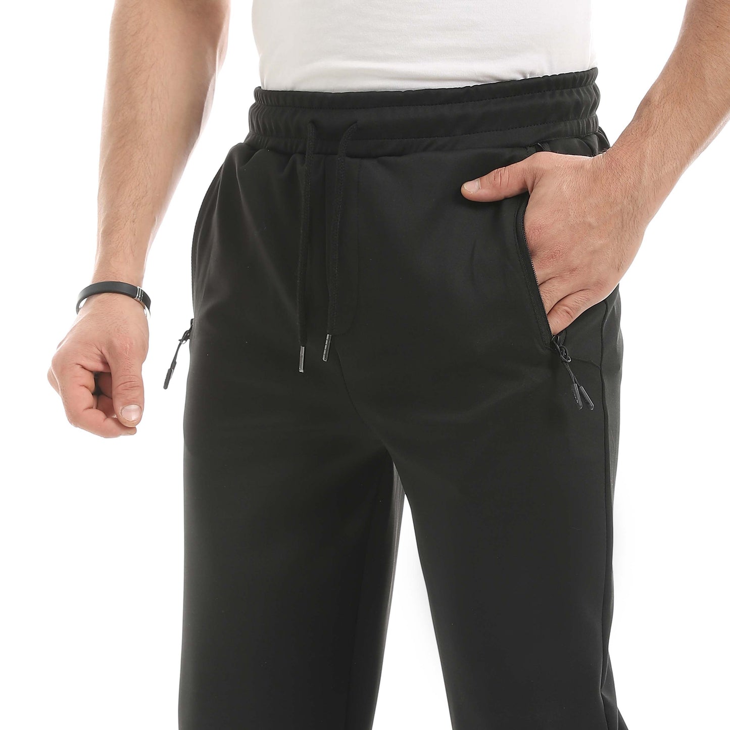 Soft Pants With Zipper Pocket And Elastic Cuffs