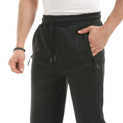 Soft Pants With Zipper Pocket And Elastic Cuffs