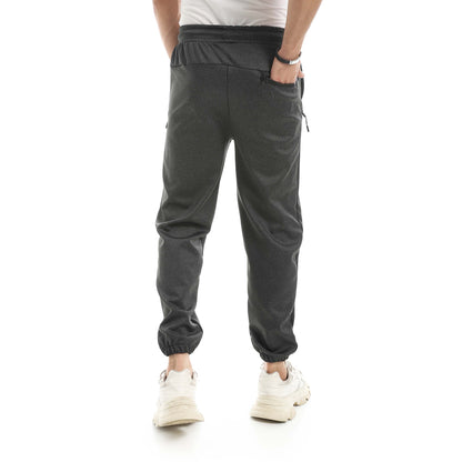 Soft Pants With Zipper Pocket And Elastic Cuffs